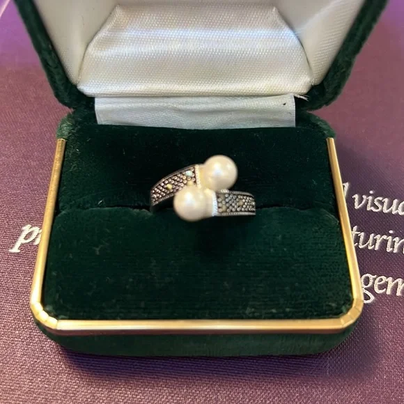 Pearl and Marcasite Bypass 925 - Picture 6 of 6